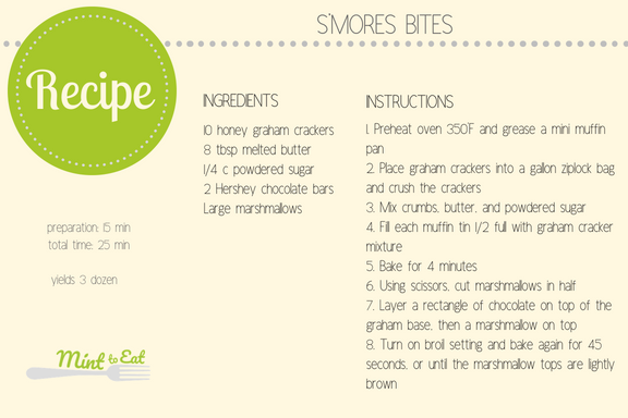 s'mores bites recipe card